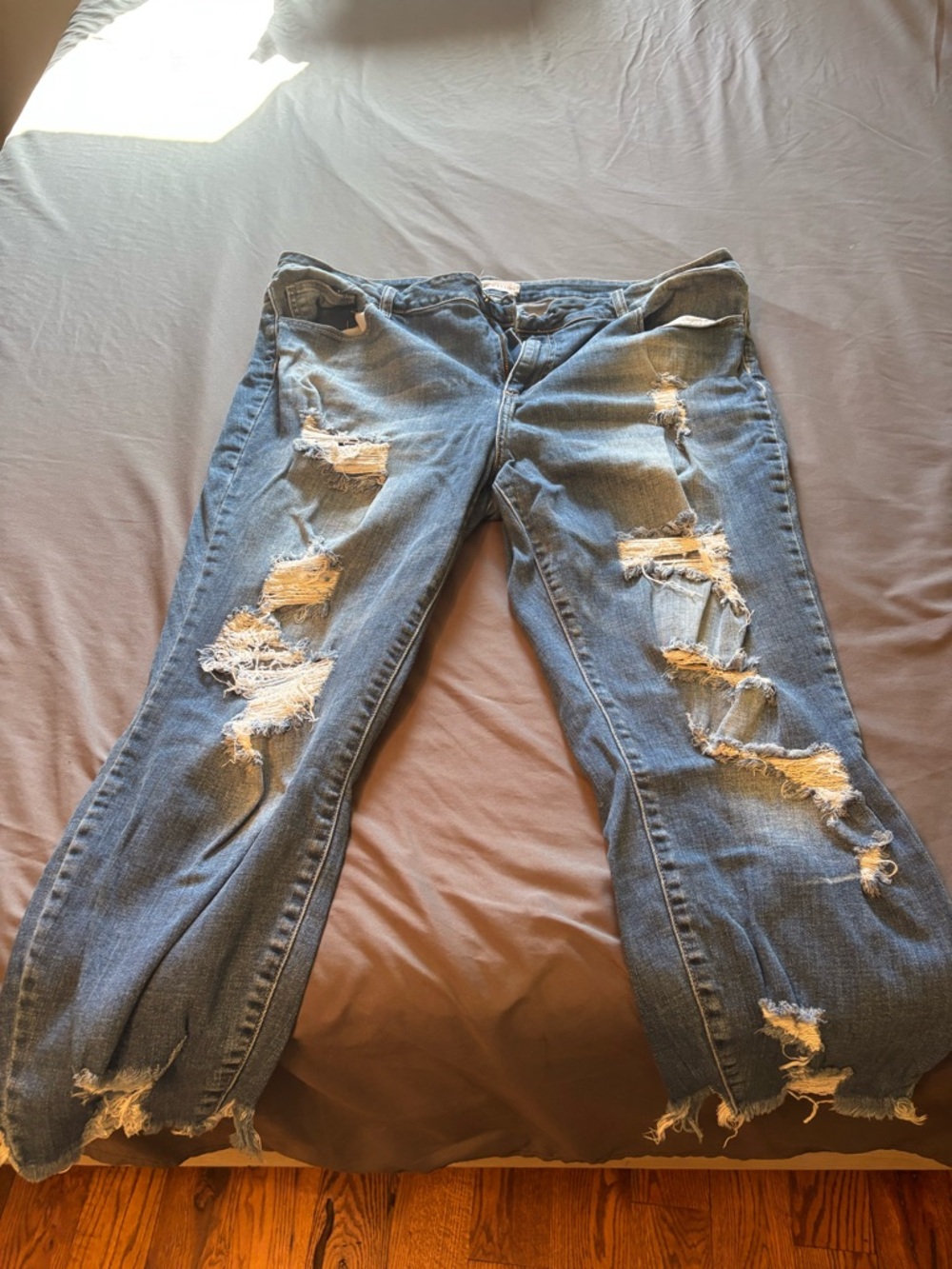 Cello Women's Distressed Flare Jeans - Blue